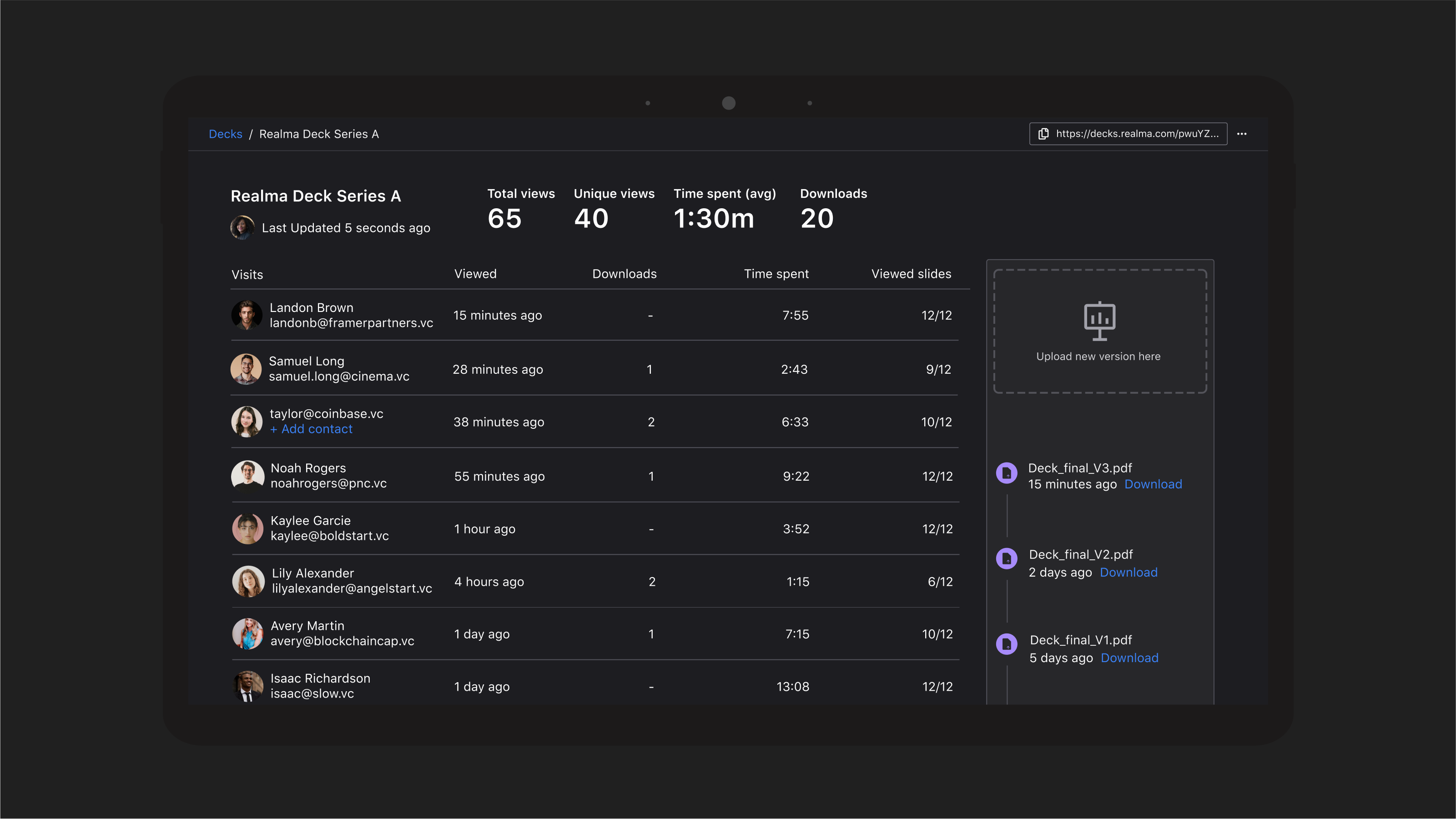 screenshot of Visible for Companies